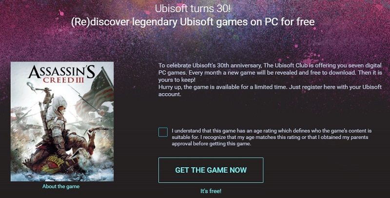 Assassin's Creed III disponible para descarga GRATUITA en UPlay